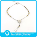 TKB-B0085 Newest handcrafted wrist bands two tone rosary bead chain saint jewelry 316L stainless steel prayer bracelets